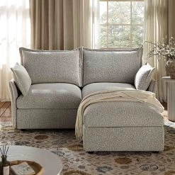 Byron Pillow Edge Mist Grey Boucle Modular Sofa, 2-Seater Chaise -Garden Store BOSF 7053 GREY BOU 2STCHAISE scene2