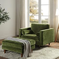Henrietta Armchair, Moss Green Velvet -Garden Store BOSF 9680 FERN VEL 1ST scene2