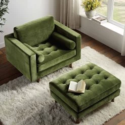 Henrietta Armchair, Moss Green Velvet -Garden Store BOSF 9680 FERN VEL 1ST scene4