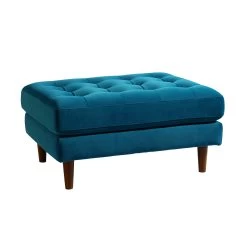 Henrietta Ottoman, Teal Velvet 15 Henrietta Ottoman, Teal Velvet -Garden Store BOSF 9680 TEAL VEL STOOL WB1