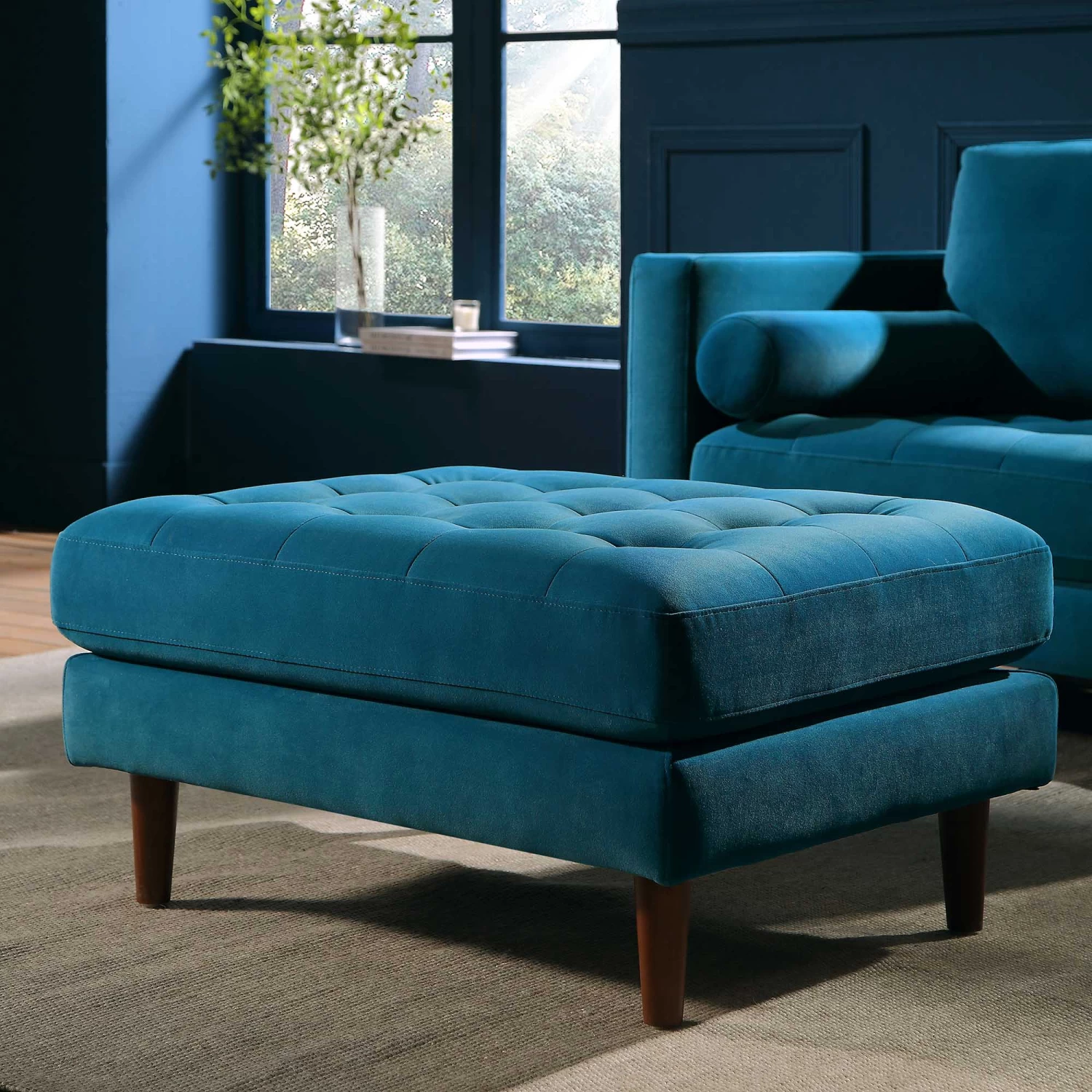 Henrietta Ottoman, Teal Velvet 3 Henrietta Ottoman, Teal Velvet