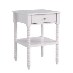 Aldwinke Beige Bobbin 1 Drawer Side Table -Garden Store BSD 097 BEIGE WB2