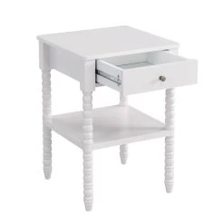 Aldwinke Beige Bobbin 1 Drawer Side Table -Garden Store BSD 097 BEIGE WB3