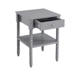 Aldwinke Dark Grey Bobbin 1 Drawer Side Table 17 Aldwinke Dark Grey Bobbin 1 Drawer Side Table -Garden Store BSD 097 DARKGREY WB3