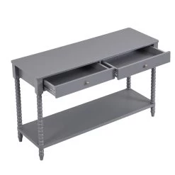 Aldwinke Dark Grey Bobbin 2 Drawer Large Console Table -Garden Store BSD 098 DARKGREY WB3