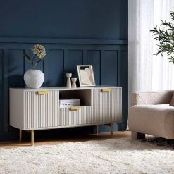 Richmond Ridged 120cm Wide TV Media Unit, Matte Taupe