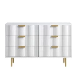 Richmond Ridged Wide Chest Of 6 Drawers, Matte White 16 Richmond Ridged Wide Chest Of 6 Drawers, Matte White -Garden Store BSD 107 WHITE WB1
