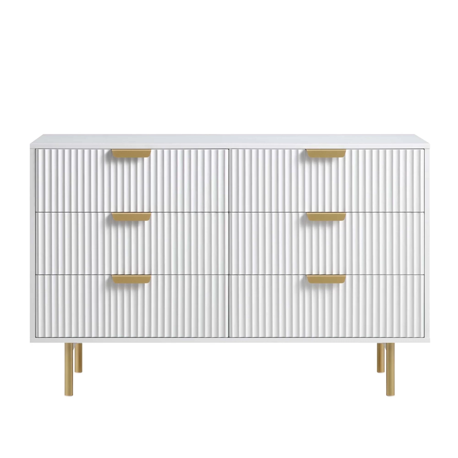 Richmond Ridged Wide Chest Of 6 Drawers, Matte White 5 Richmond Ridged Wide Chest Of 6 Drawers, Matte White - Image 3