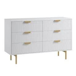 Richmond Ridged Wide Chest Of 6 Drawers, Matte White 17 Richmond Ridged Wide Chest Of 6 Drawers, Matte White -Garden Store BSD 107 WHITE WB2