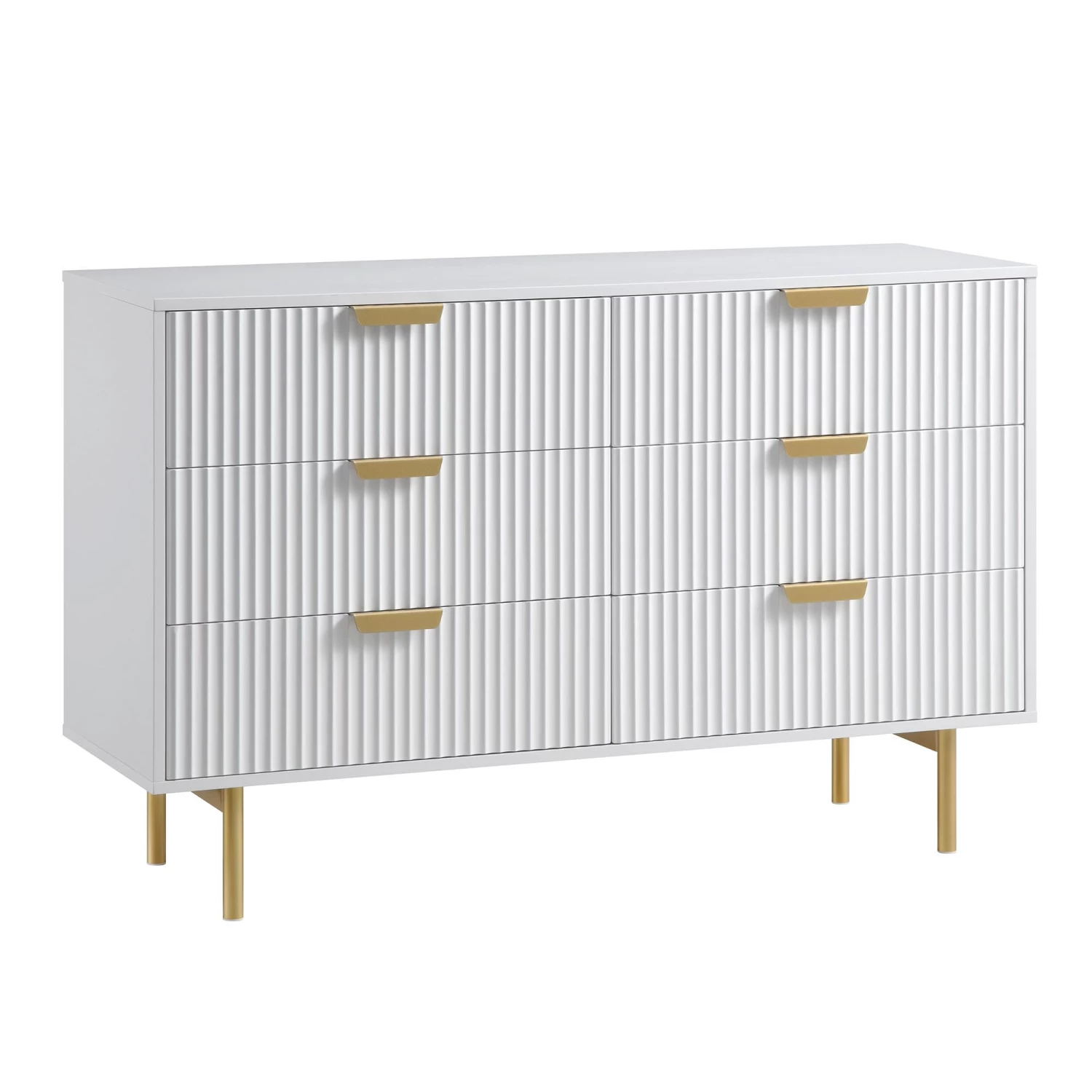 Richmond Ridged Wide Chest Of 6 Drawers, Matte White 6 Richmond Ridged Wide Chest Of 6 Drawers, Matte White - Image 4