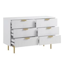 Richmond Ridged Wide Chest Of 6 Drawers, Matte White 19 Richmond Ridged Wide Chest Of 6 Drawers, Matte White -Garden Store BSD 107 WHITE WB3