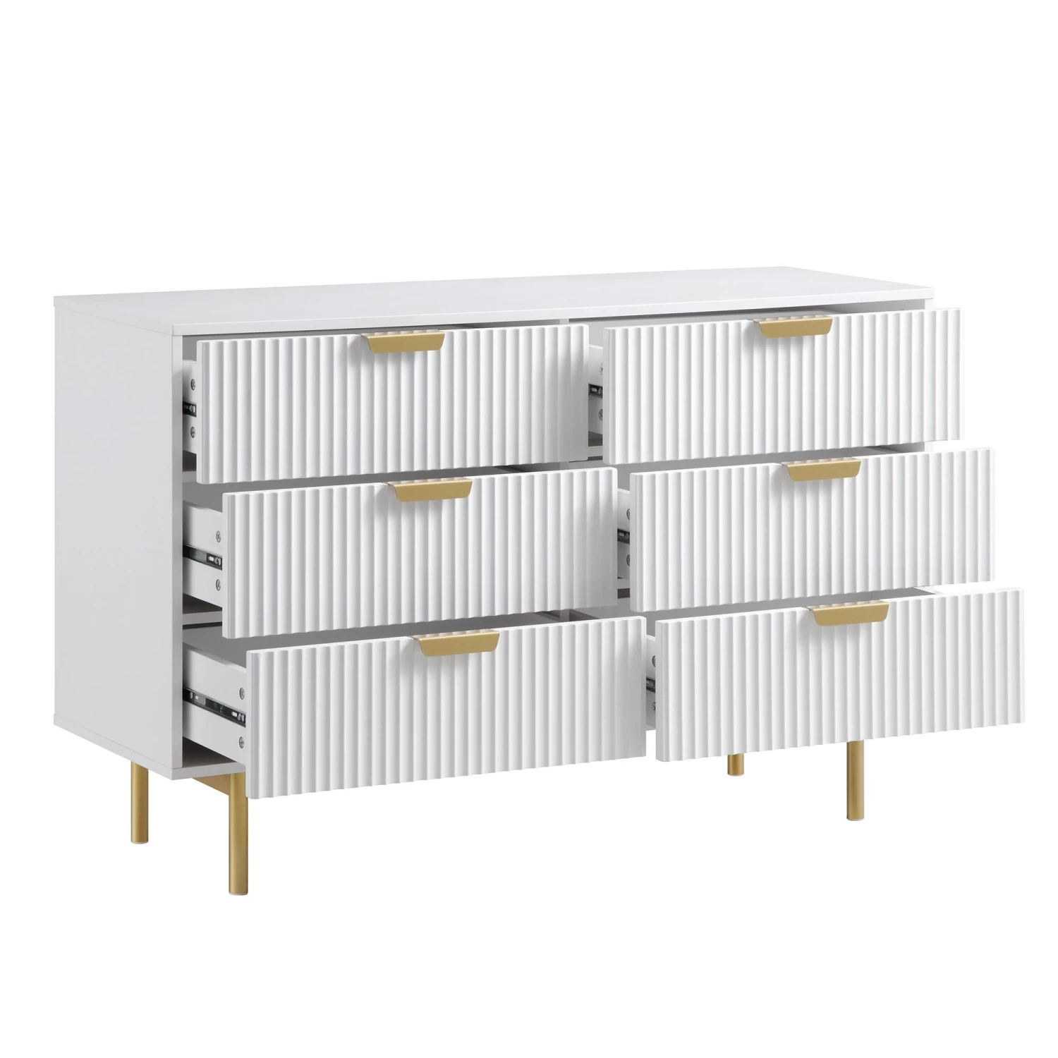 Richmond Ridged Wide Chest Of 6 Drawers, Matte White 8 Richmond Ridged Wide Chest Of 6 Drawers, Matte White - Image 6