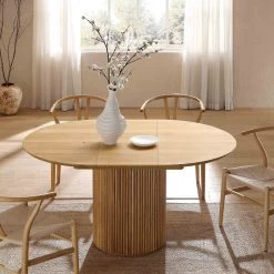 Maru Round 4-6 Seater Extending Oak Pedestal Dining Table, Oak -Garden Store BSD 135 OAK scene1