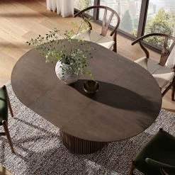 Maru Round 4-6 Seater Extending Oak Pedestal Dining Table, Silver Oak 19 Maru Round 4-6 Seater Extending Oak Pedestal Dining Table, Silver Oak -Garden Store BSD 135 SILK scene2