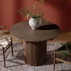 Maru Round 4-6 Seater Extending Oak Pedestal Dining Table, Silver Oak 20 Maru Round 4-6 Seater Extending Oak Pedestal Dining Table, Silver Oak -Garden Store BSD 135 SILK scene3