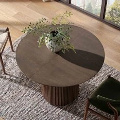 Maru Round 4-6 Seater Extending Oak Pedestal Dining Table, Silver Oak 21 Maru Round 4-6 Seater Extending Oak Pedestal Dining Table, Silver Oak -Garden Store BSD 135 SILK scene4
