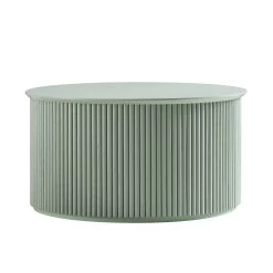 Maru Oak Round Coffee Table With Storage, Sage Green -Garden Store BSD 140 SAGE WB1