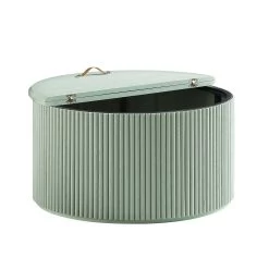 Maru Oak Round Coffee Table With Storage, Sage Green -Garden Store BSD 140 SAGE WB3