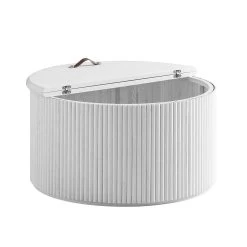 Maru Oak Round Coffee Table With Storage, Washed White 22 Maru Oak Round Coffee Table With Storage, Washed White -Garden Store BSD 140 WHITE WB3