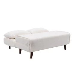 Algo Sofabed With Cushions In Beige Teddy Fabric 2 Seater -Garden Store D021B BEIGE TEDDY WB5