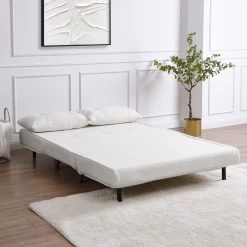 Algo Sofabed With Cushions In Beige Teddy Fabric 2 Seater -Garden Store D021B BEIGE TEDDY scene2