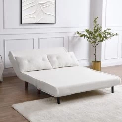 Algo Sofabed With Cushions In Beige Teddy Fabric 2 Seater -Garden Store D021B BEIGE TEDDY scene3