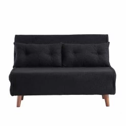 Algo Sofabed With Cushions In Charcoal Teddy Fabric 2 Seater -Garden Store D021B CHARCOAL TEDDY WB1
