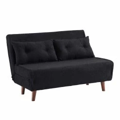 Algo Sofabed With Cushions In Charcoal Teddy Fabric 2 Seater -Garden Store D021B CHARCOAL TEDDY WB2