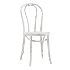 Camille Elm Wood And Rattan Bentwood Dining Chair, Distressed White -Garden Store DCH 002 WASHWHITE WB3