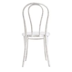 Camille Elm Wood And Rattan Bentwood Dining Chair, Distressed White -Garden Store DCH 002 WASHWHITE WB6