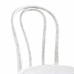 Camille Elm Wood And Rattan Bentwood Dining Chair, Distressed White -Garden Store DCH 002 WASHWHITE detail2