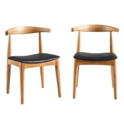 Arley Set Of 2 Beech Wood Dining Chairs, Natural And Black -Garden Store DCH 007 NAT BLACKPU 2P WB1