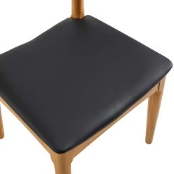 Arley Set Of 2 Beech Wood Dining Chairs, Natural And Black -Garden Store DCH 007 NAT BLACKPU 2P detail2