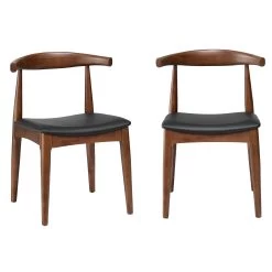 Arley Set Of 2 Beech Wood Dining Chairs, Walnut And Black 16 Arley Set Of 2 Beech Wood Dining Chairs, Walnut And Black -Garden Store DCH 007 WALNUT BLACKPU 2P WB1
