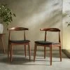 Arley Set Of 2 Beech Wood Dining Chairs, Walnut And Black -Garden Store DCH 007 WALNUT BLACKPU 2P main
