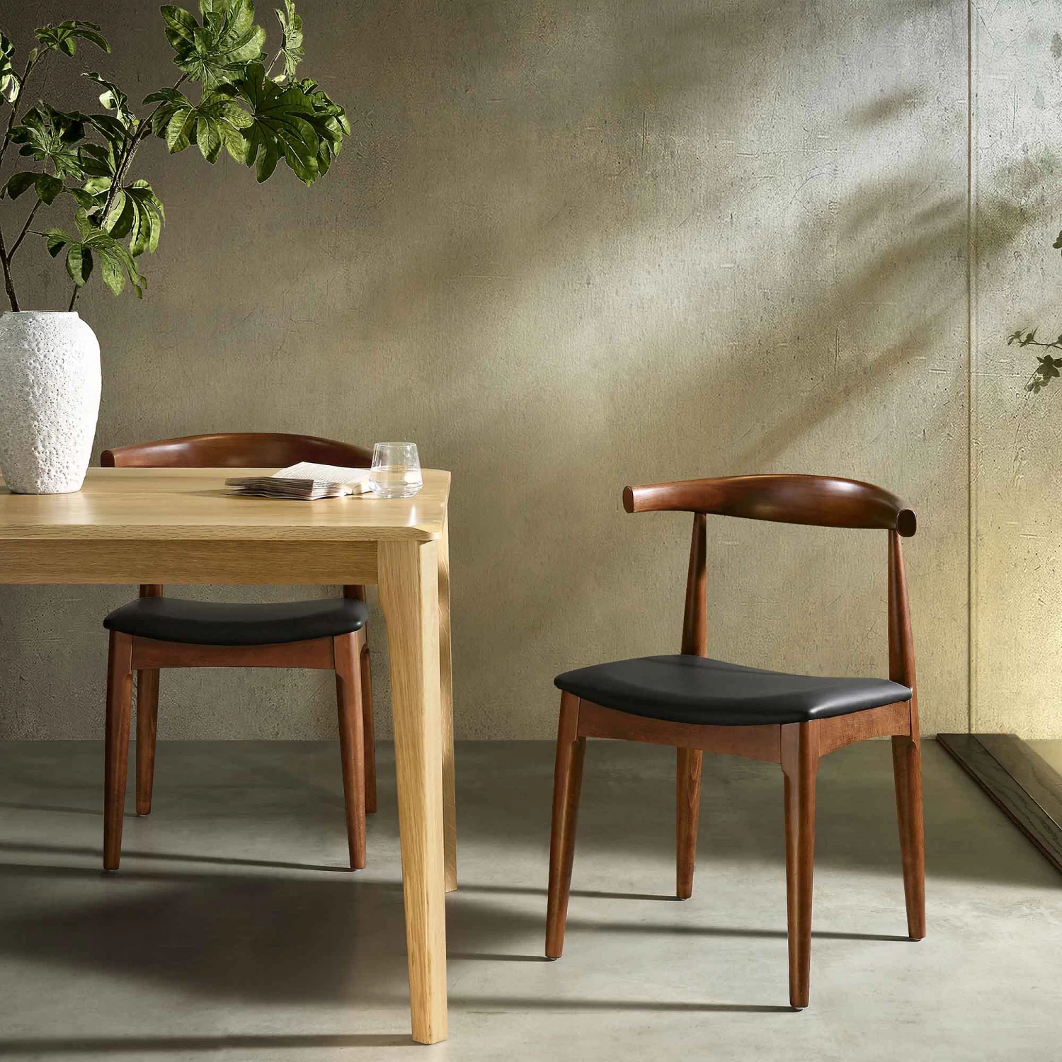 Arley Set Of 2 Beech Wood Dining Chairs, Walnut And Black 4 Arley Set Of 2 Beech Wood Dining Chairs, Walnut And Black - Image 2