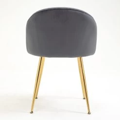 Milverton Pair Of 2 Velvet Dining Chairs With Golden Chrome Legs (Grey) -Garden Store DCH 2113 GREY VEL 2P 5