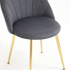 Milverton Pair Of 2 Velvet Dining Chairs With Golden Chrome Legs (Grey) -Garden Store DCH 2113 GREY VEL 2P detail2