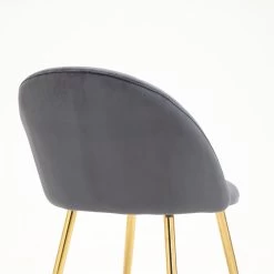 Milverton Pair Of 2 Velvet Dining Chairs With Golden Chrome Legs (Grey) -Garden Store DCH 2113 GREY VEL 2P detail3