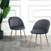 Milverton Pair Of 2 Velvet Dining Chairs With Golden Chrome Legs (Grey) -Garden Store DCH 2113 GREY VEL 2P main