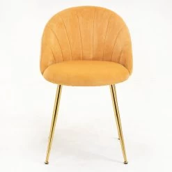 Milverton Pair Of 2 Velvet Dining Chairs With Golden Chrome Legs (Mustard) -Garden Store DCH 2113 MUSTARD VEL 2P 3