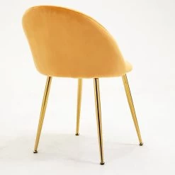 Milverton Pair Of 2 Velvet Dining Chairs With Golden Chrome Legs (Mustard) -Garden Store DCH 2113 MUSTARD VEL 2P 4