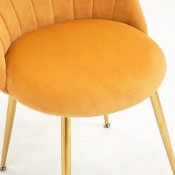 Milverton Pair Of 2 Velvet Dining Chairs With Golden Chrome Legs (Mustard) -Garden Store DCH 2113 MUSTARD VEL 2P detail2