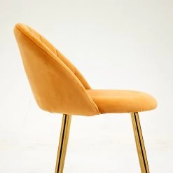 Milverton Pair Of 2 Velvet Dining Chairs With Golden Chrome Legs (Mustard) -Garden Store DCH 2113 MUSTARD VEL 2P detail3