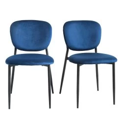 Kelmarsh Set Of 2 Navy Blue Velvet Upholstered Dining Chairs -Garden Store DCH 2128 NAVY VEL 2P WB1