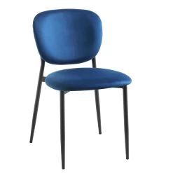 Kelmarsh Set Of 2 Navy Blue Velvet Upholstered Dining Chairs -Garden Store DCH 2128 NAVY VEL 2P WB3