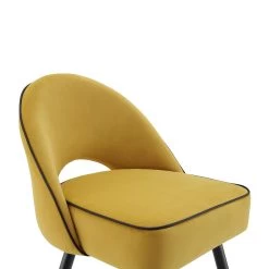 Oakley Set Of 2 Mustard Yellow Velvet Upholstered Dining Chairs With Piping -Garden Store DCH 2138 MUSTARD VEL 2P detail1