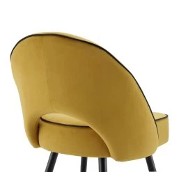 Oakley Set Of 2 Mustard Yellow Velvet Upholstered Dining Chairs With Piping -Garden Store DCH 2138 MUSTARD VEL 2P detail3