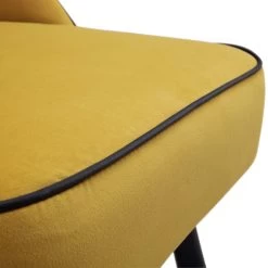 Oakley Set Of 2 Mustard Yellow Velvet Upholstered Dining Chairs With Piping -Garden Store DCH 2138 MUSTARD VEL 2P detail4