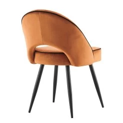 Oakley Set Of 2 Orange Velvet Upholstered Dining Chairs With Contrast Piping -Garden Store DCH 2138 ORANGE VEL 2P WB5